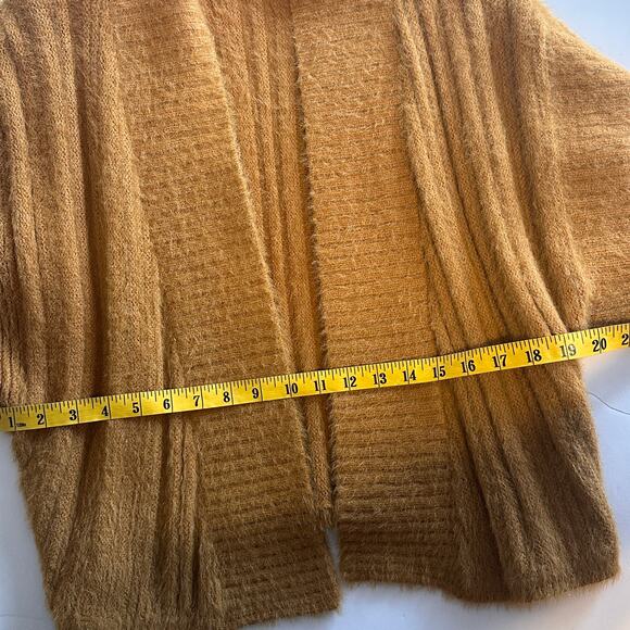 Anthropologie Lana Fuzzy Cardigan Womens Size M/L Mustard Short-Sleeved Open - Picture 9 of 11